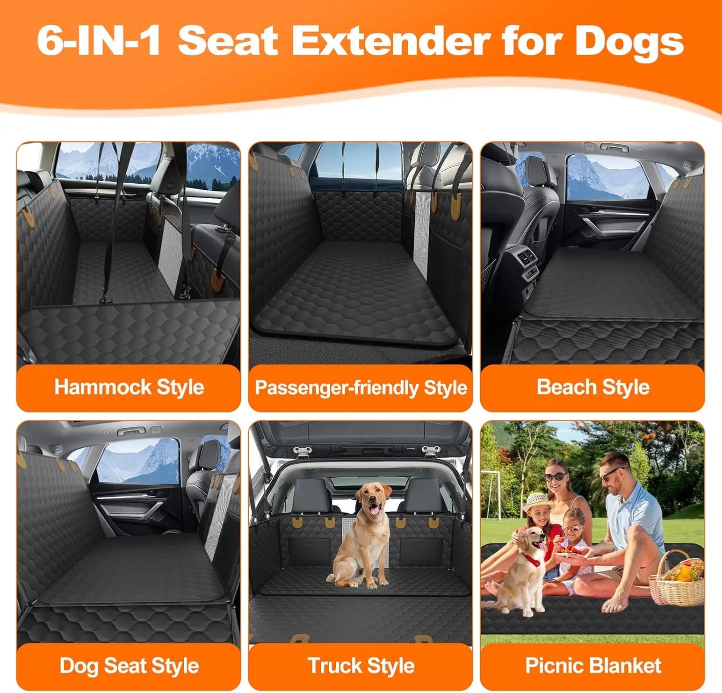 Folding Dog Car Seat Extender and Protector