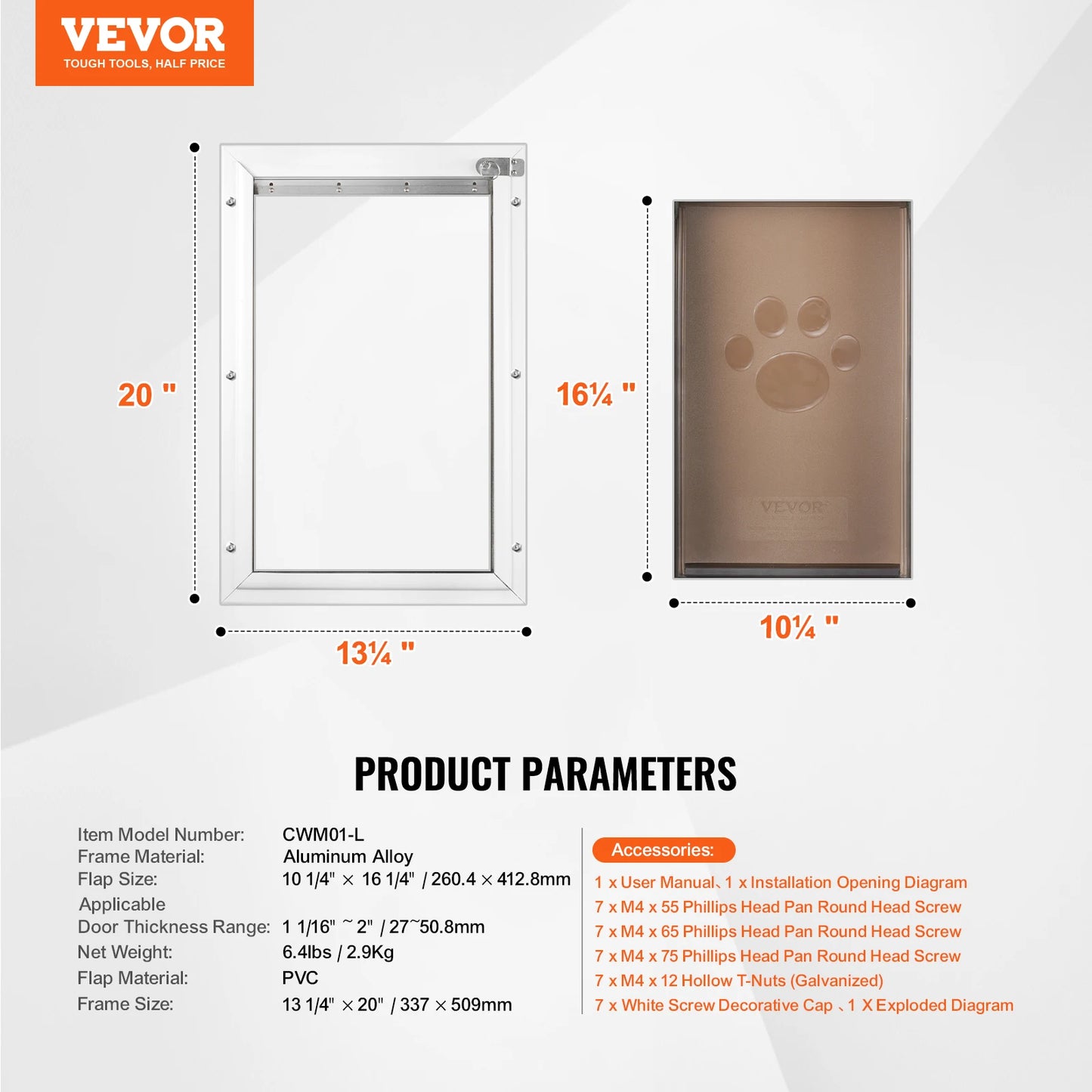 SucceBuy Aluminum Frame Pet Door