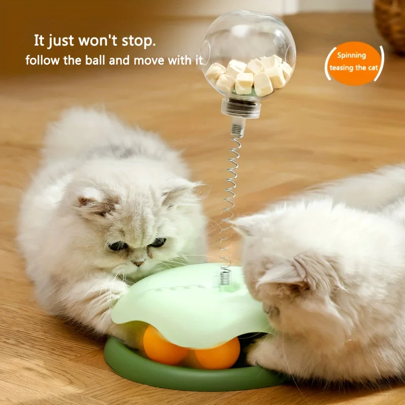 Turntable Cat Toy with Treat Dispensing Ball