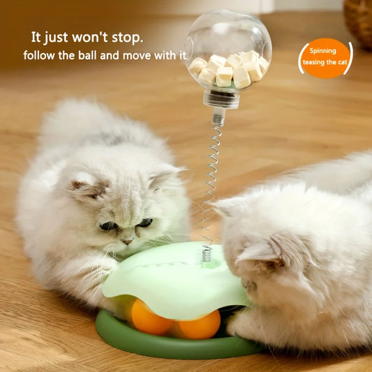 Turntable Cat Toy with Treat Dispensing Ball