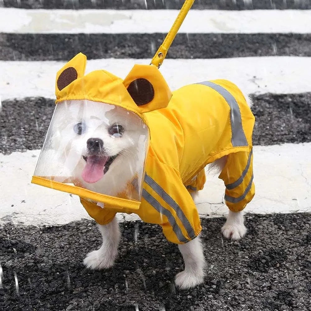 Dog Rain Jacket With Leash and Face Protector