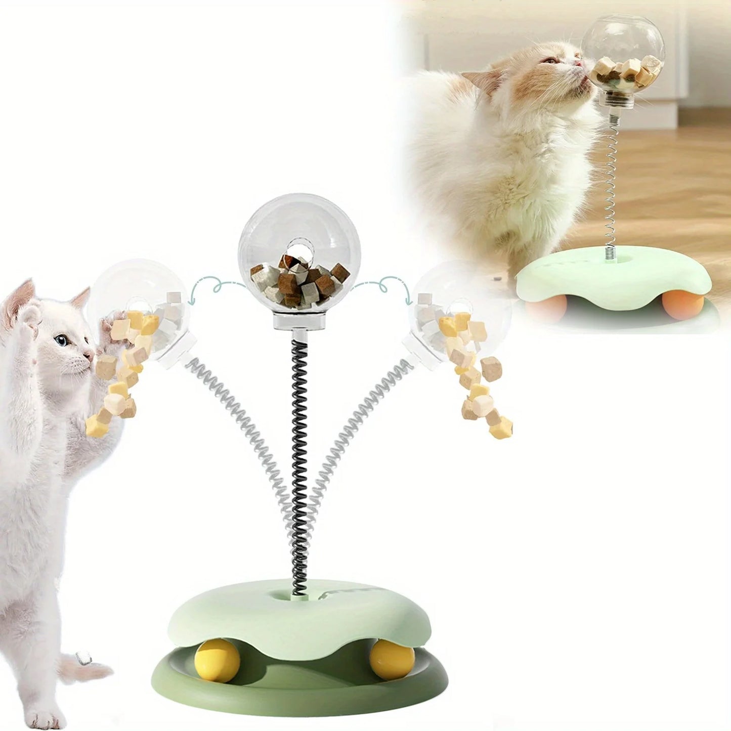Turntable Cat Toy with Treat Dispensing Ball