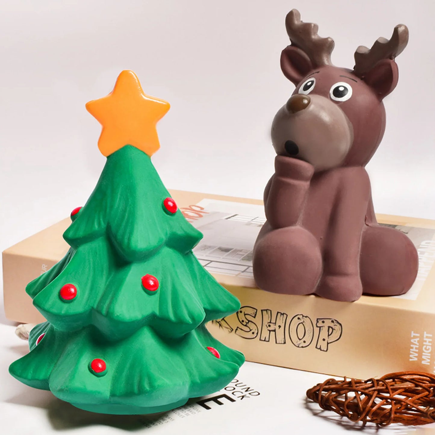 Interactive Moose or Christmas Tree Chew Toy