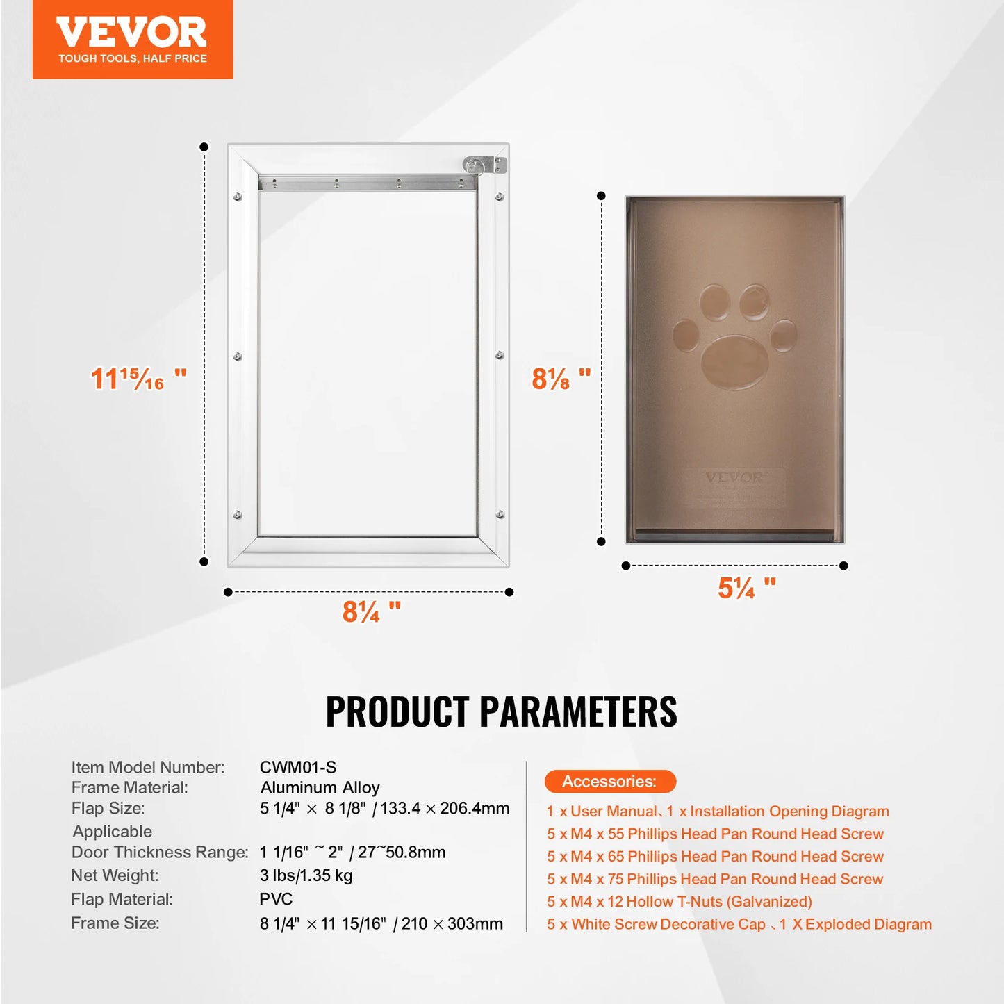 SucceBuy Aluminum Frame Pet Door