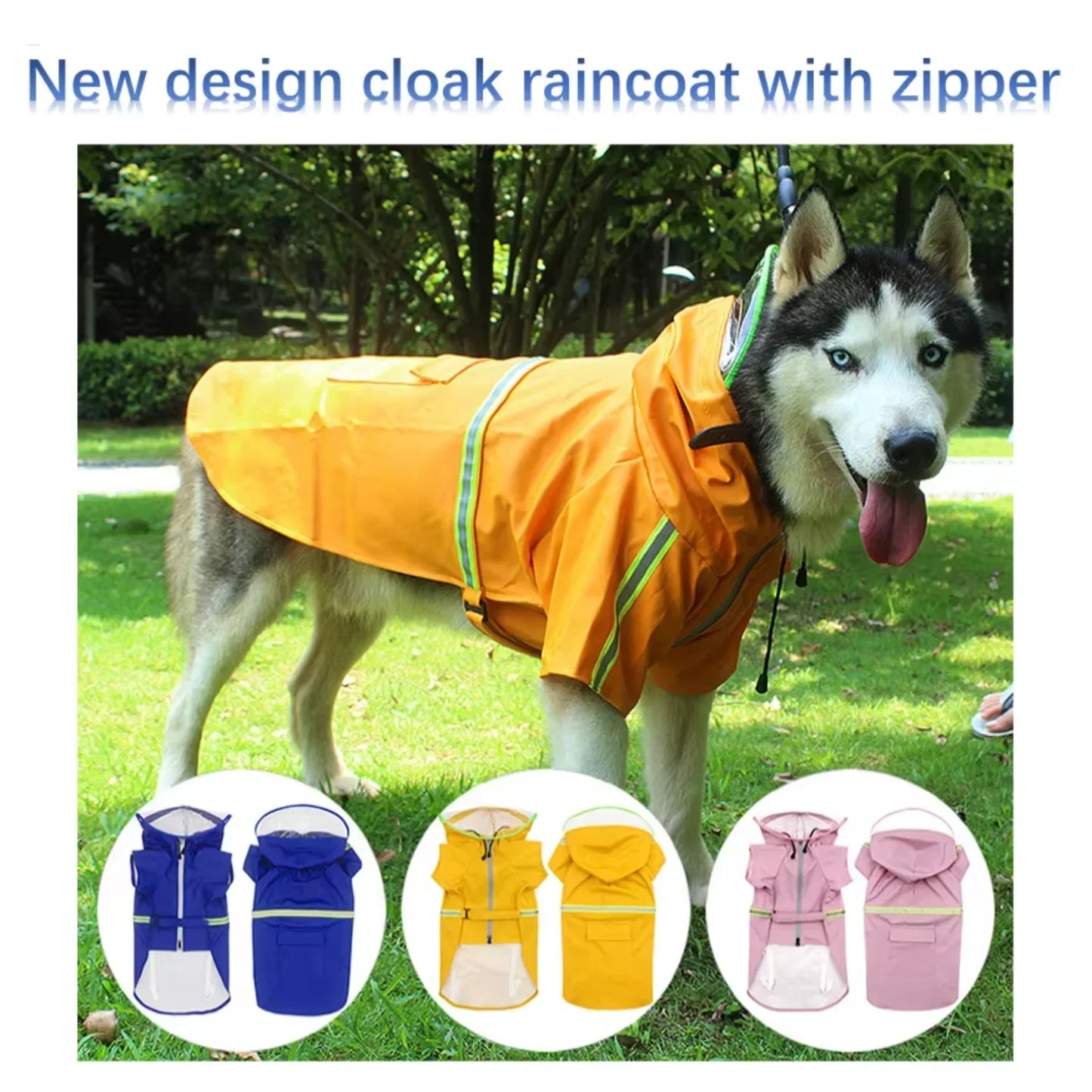 Designers Big Dog Raincoat With Zipper and Hood