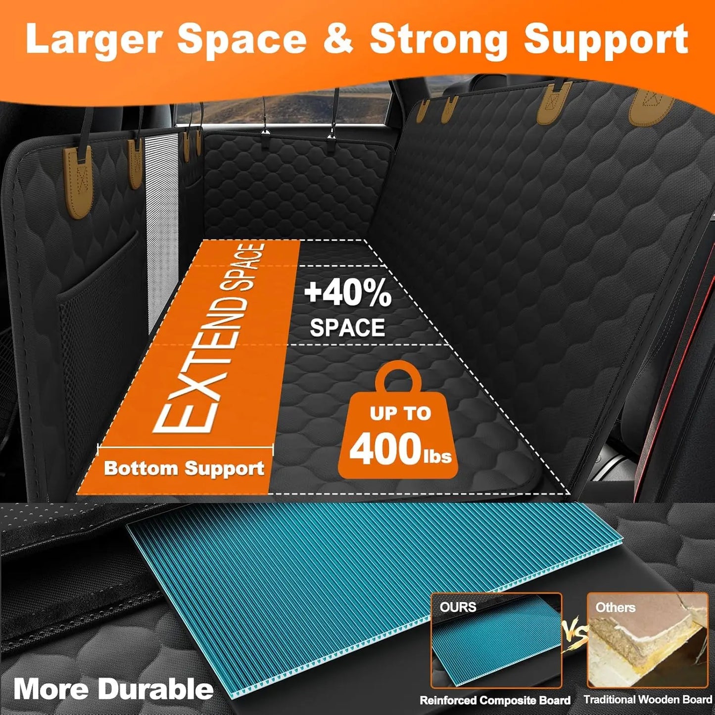 Folding Dog Car Seat Extender and Protector