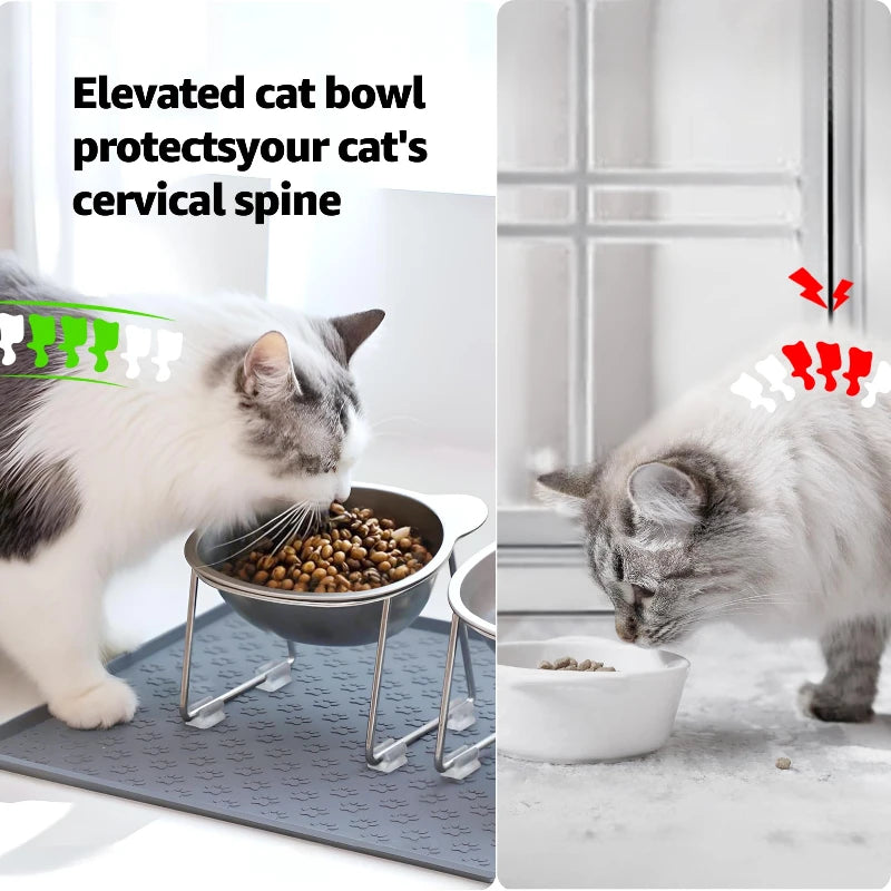 ‌304 Stainless Steel Raised Cat Bowl