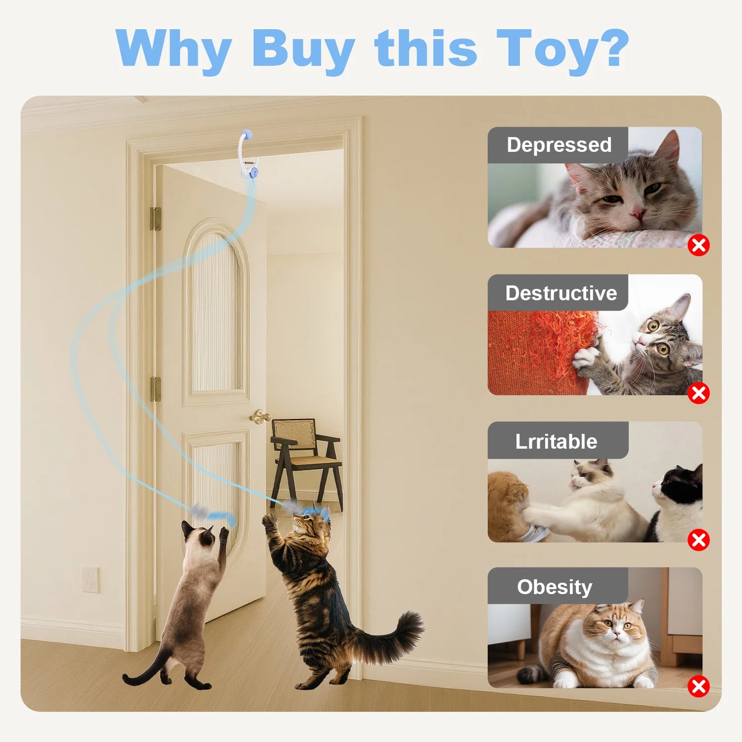 Rechargeable Doorway Hanging Cat Toy