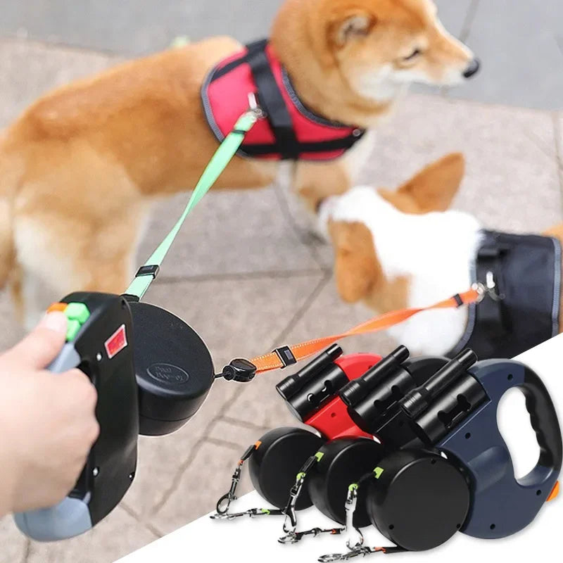 3 in 1 Double Head Automatic Retractable Dog Leash