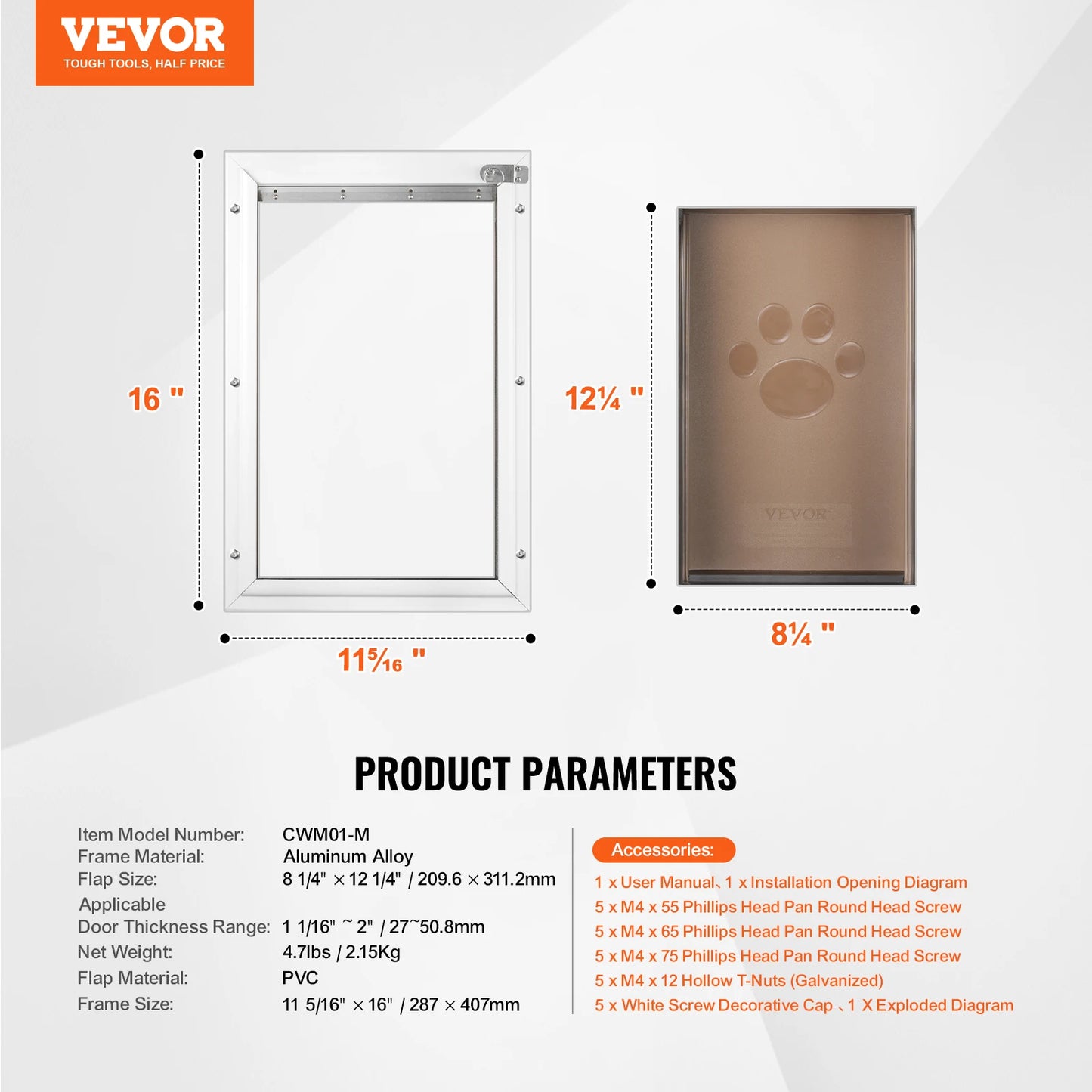 SucceBuy Aluminum Frame Pet Door