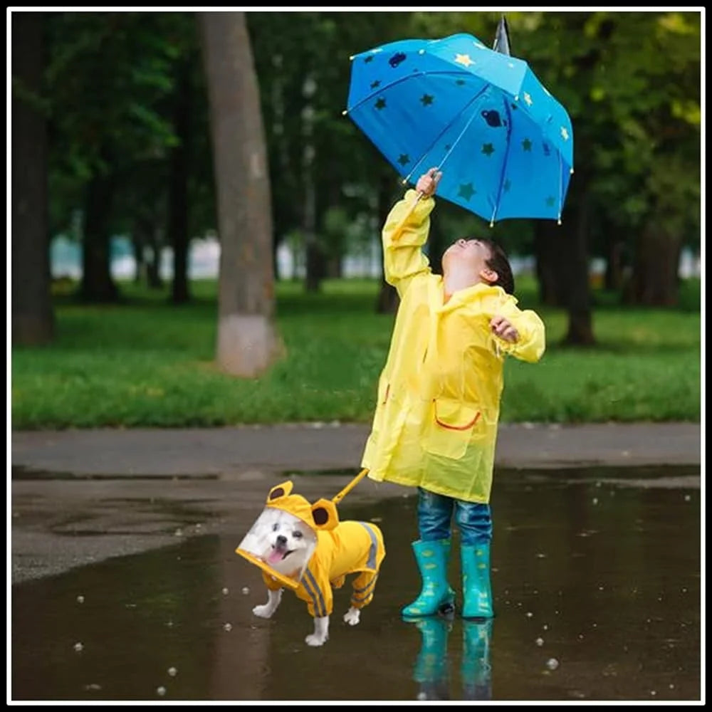 Dog Rain Jacket With Leash and Face Protector