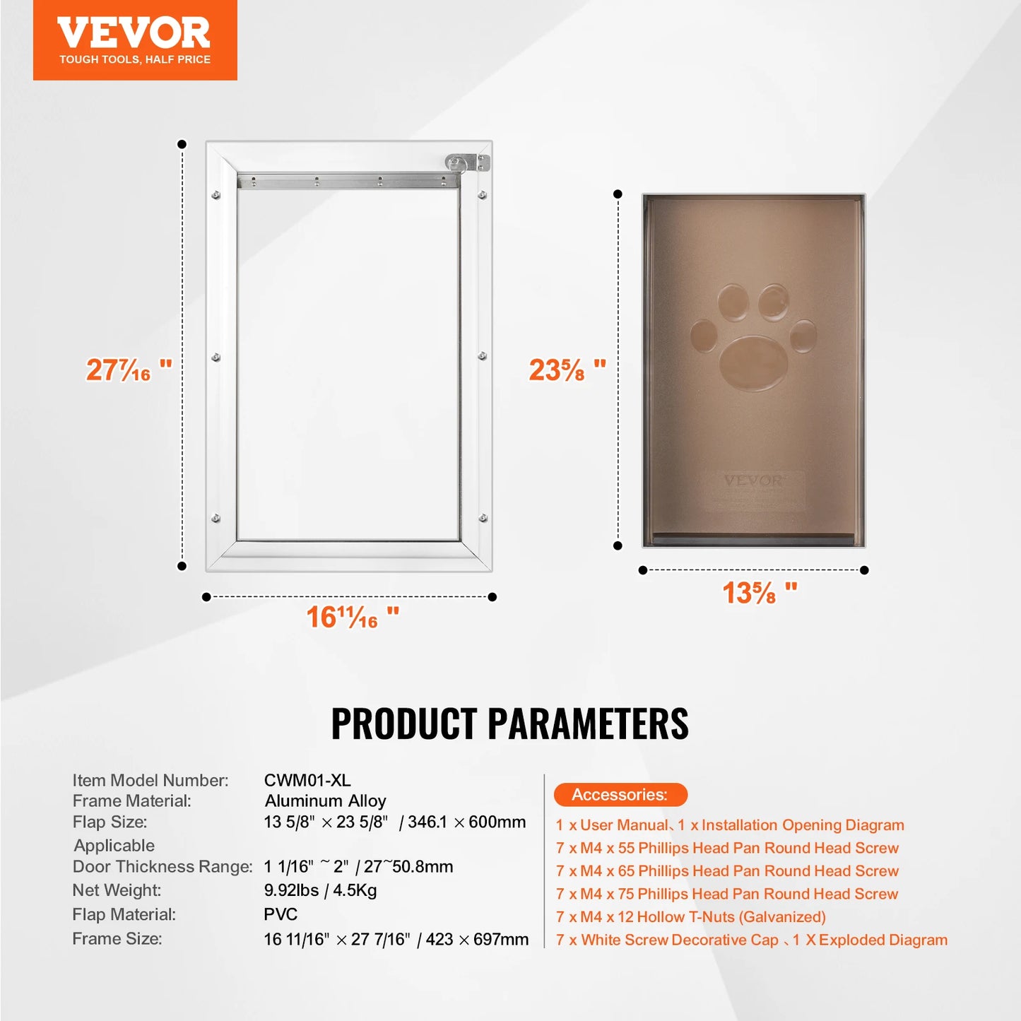 SucceBuy Aluminum Frame Pet Door